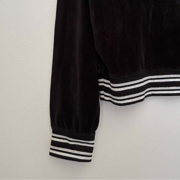 VICTORIA'S SECRET Black Crop Velour Tracksuit Jacket Size Large - Picture 3 of 10